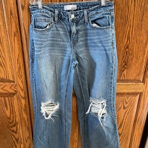 Vervet Women's Wide Leg Distressed Jeans - Blue